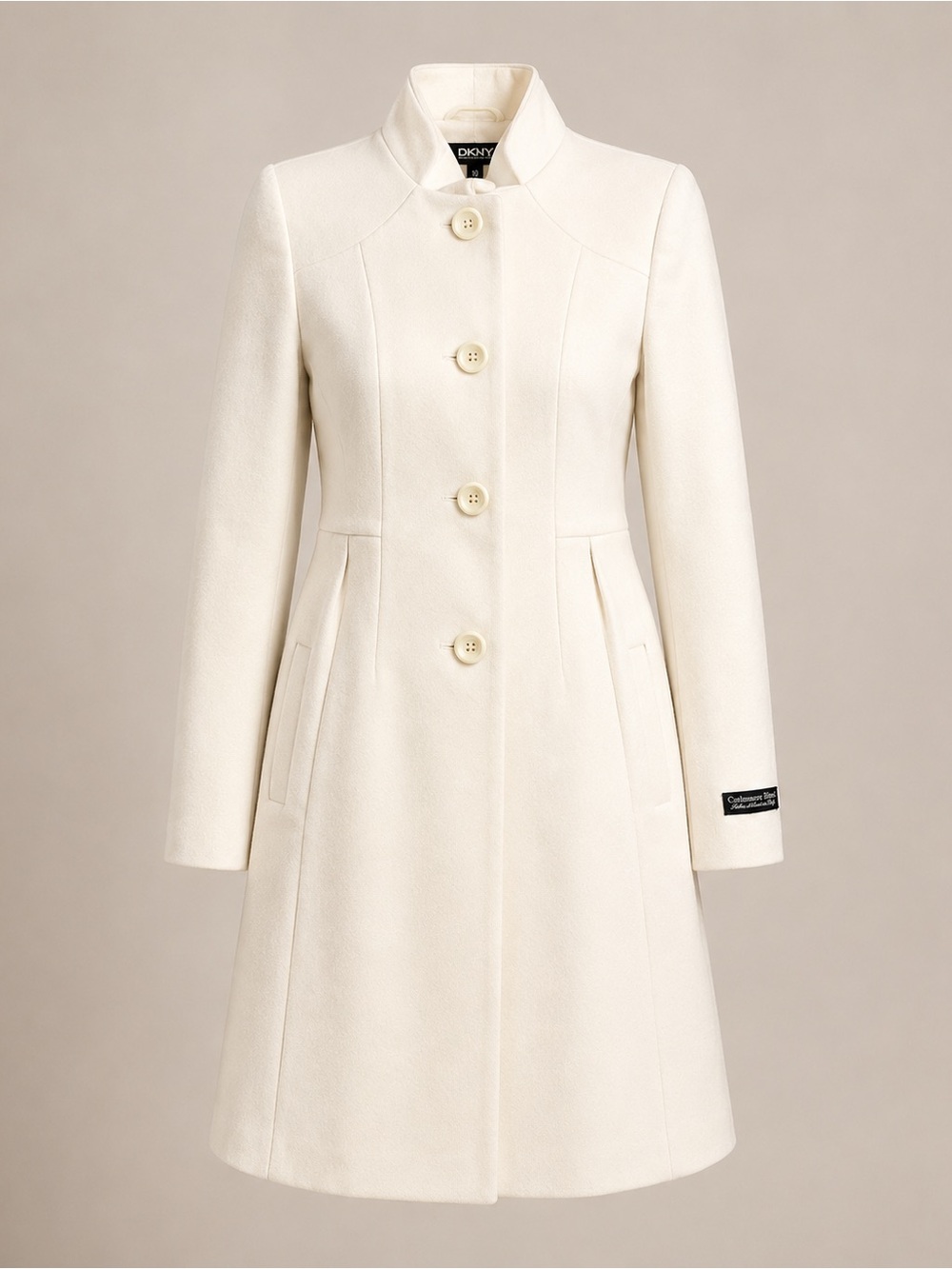 DKNY Winter White Wool Cashmere Blend Coat Size 10 NWT